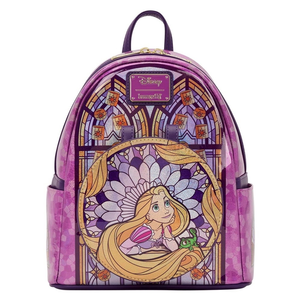 NWT Loungefly Exclusive Disney Stained Glass Rapunzel Tangled Purple Backpack